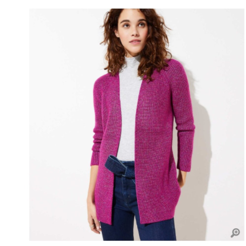 NWT LOFT Ribbed Open Cardigan - Picture 2 of 3